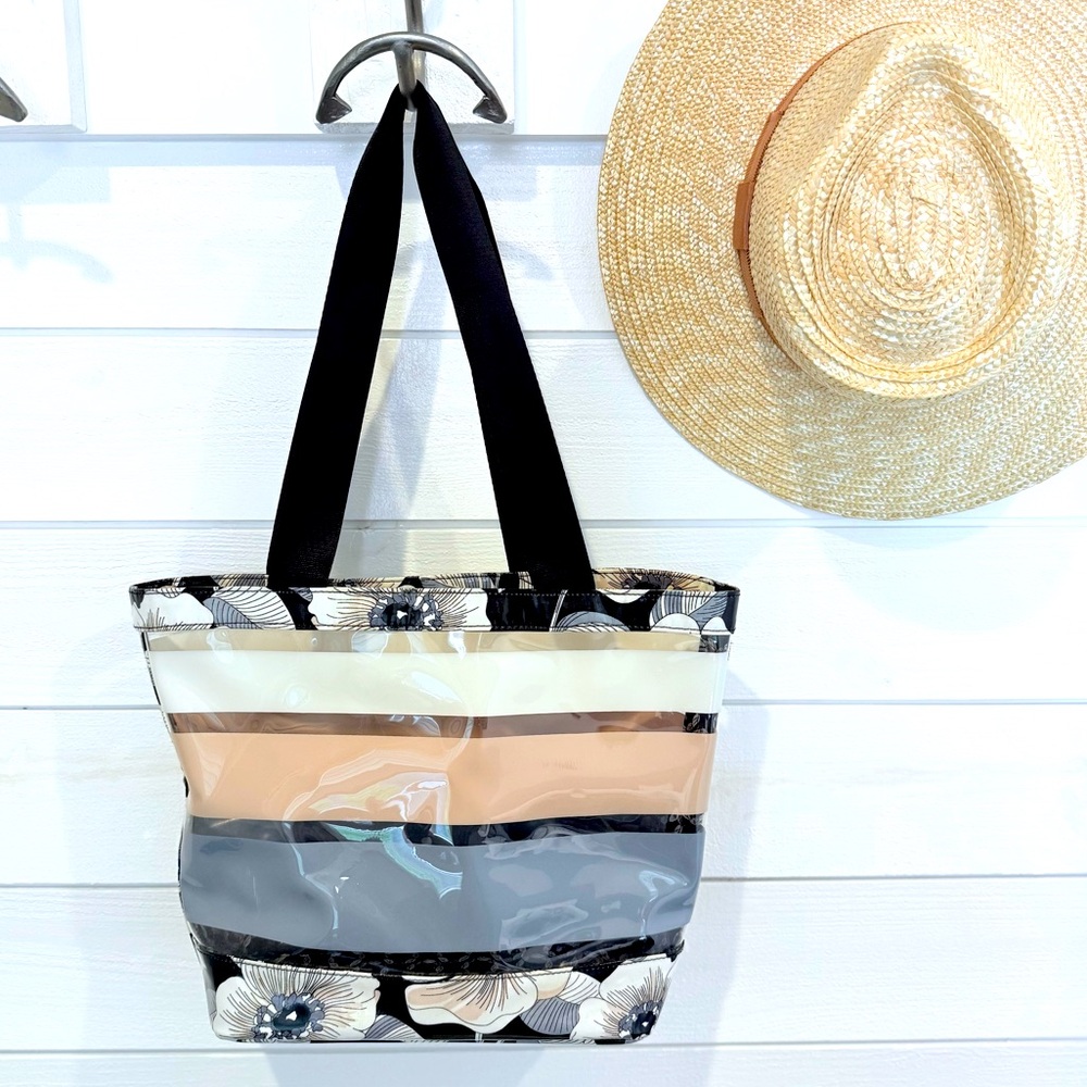 Vera Bradley Clear “Camellia” Handbag Striped see-through vinyl Tote Bag